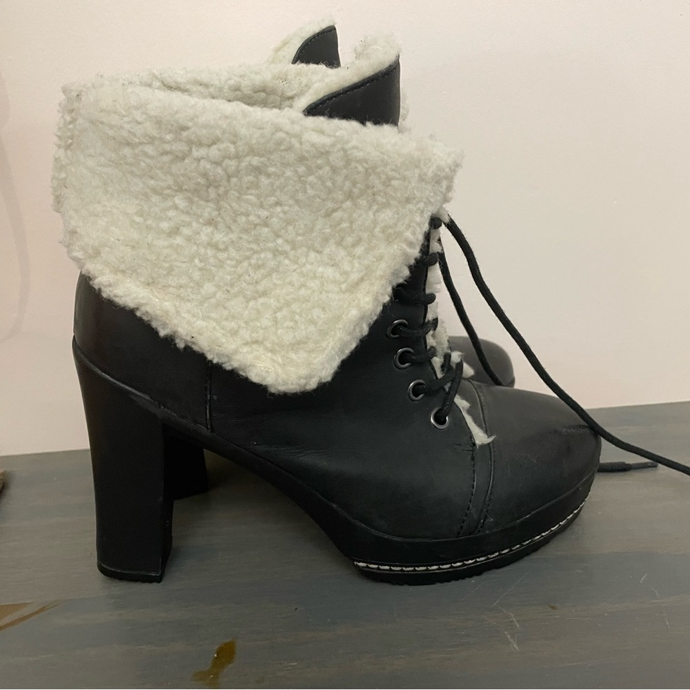 NWOT Kelsi Dagger Ricci black‎ Leather Heeled Boots Women's Size 7.5 - Picture 2 of 8